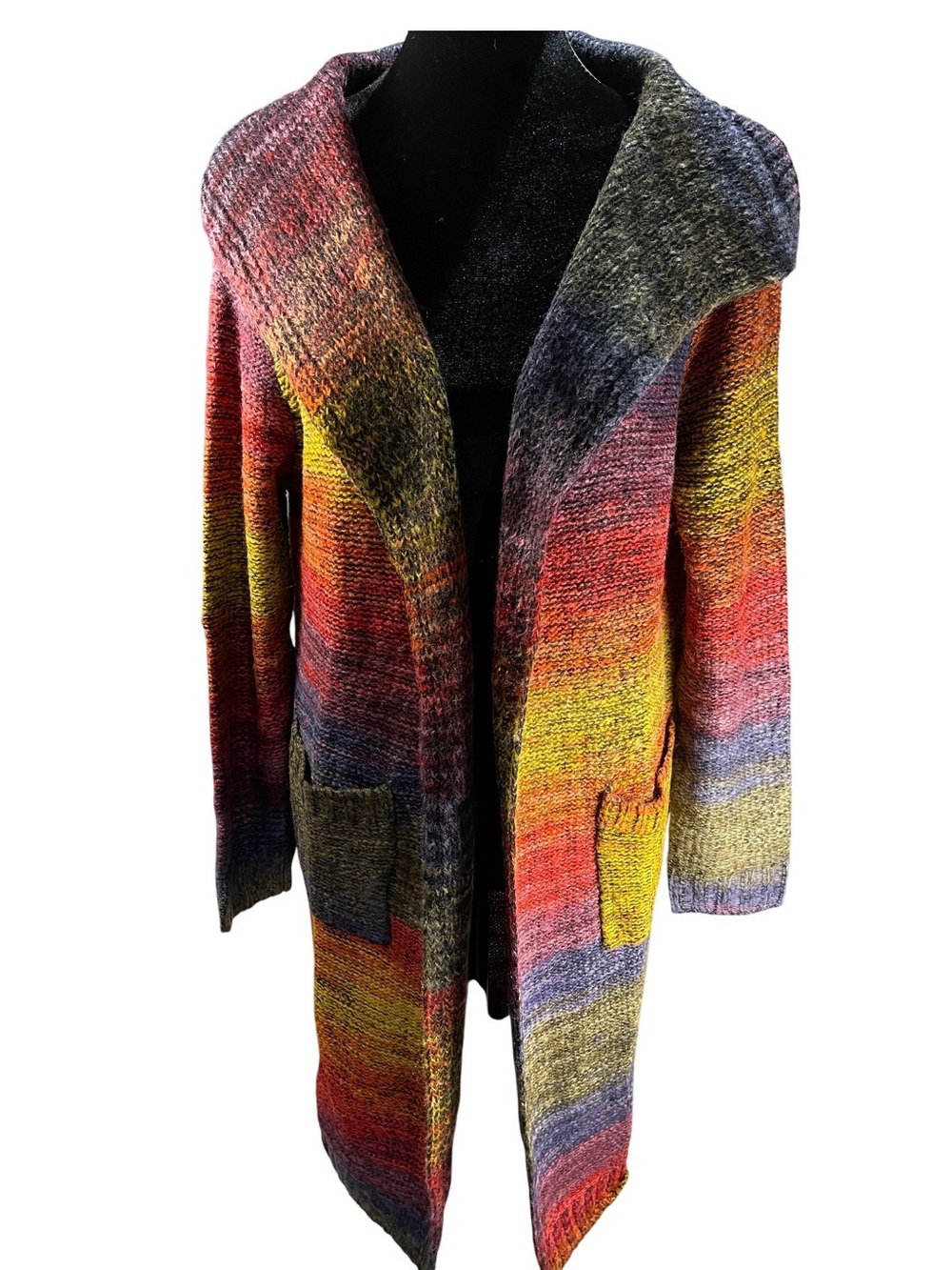 SAACHI Multicolor Open-Front Long Cardigan with Pockets